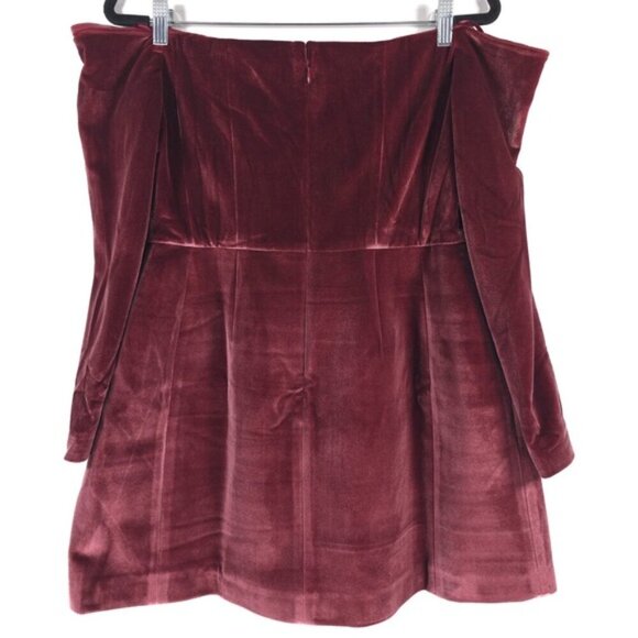 NWT Hutch Anthropologie Long-Sleeve Square-Neck‎ Mini Dress Velvet Red Rouge - Picture 5 of 10